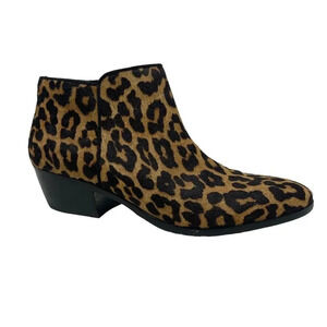 Sam Edelman PETTY Leopard Print Calf Hair Ankle Stacked Heel Western Bootie 9